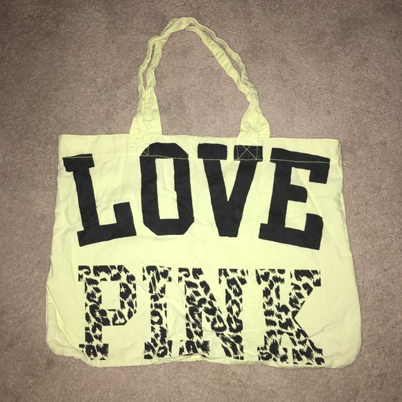 PINK Victoria's Secret Handbags - Victoria’s Secret PINK yellow cheetah tote bag